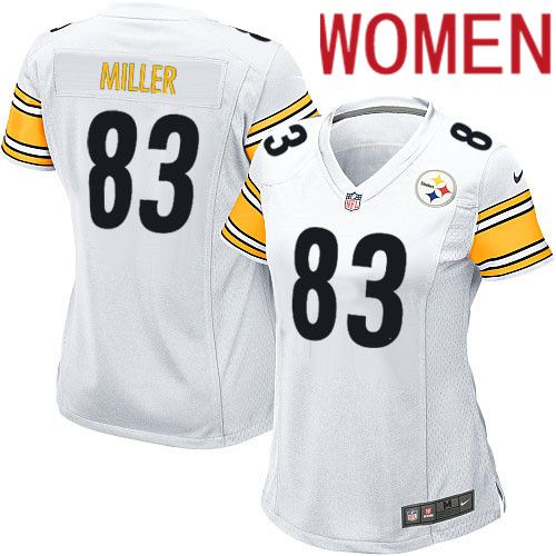 Women Pittsburgh Steelers 83 Heath Miller Nike White Game NFL Jersey